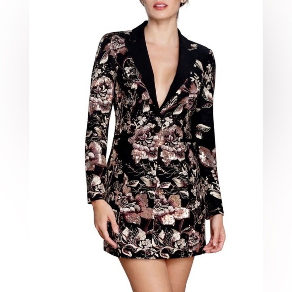 DRESS THE POPULATION Berkley Floral Long Sleeve Dress Size S